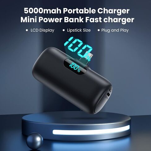 Mini Portable Charger 5000mAh Power Bank,15W PD USB C Cell Phone Portable Power, LCD Display Battery Pack Compatible With iPhone 15/15 Plus/15 Pro/15 Pro Max/Android/Samsung/Moto/LG (Type-C Only) in Kuwait