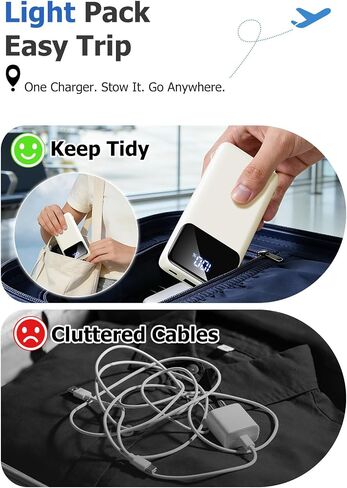 Portable Charger 10000mAh Power Bank with Built-in Cables and Wall Plug in Kuwait