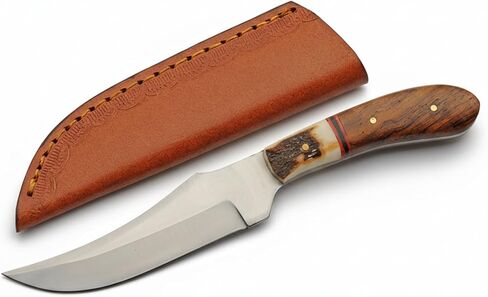 SZCO Full Tang Hunting Knife 7.25 Inch - Patch Camping Knife with Wood/Stag Handle, Stainless Steel Blade & Sheath - Pocket Knife for Hunting, Camping & Outdoor uses - Knives for Men in Saudi Arabia