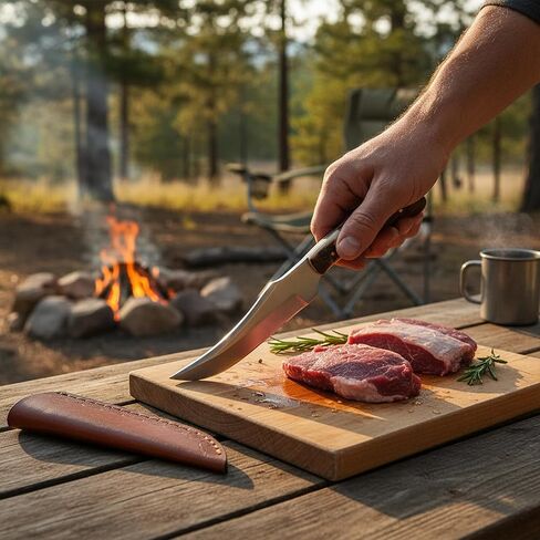 SZCO Full Tang Hunting Knife 7.25 Inch - Patch Camping Knife with Wood/Stag Handle, Stainless Steel Blade & Sheath - Pocket Knife for Hunting, Camping & Outdoor uses - Knives for Men in Saudi Arabia