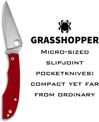 Spyderco Grasshopper Micro-Sized Slipjoint Knife with 2.3" 12c27 Steel Blade and G-10 Handle - EDC Knife for Men and Women, Perfect for Hunting, Tactical, Camping, Survival - PlainEdge - C138GRDP in Kuwait