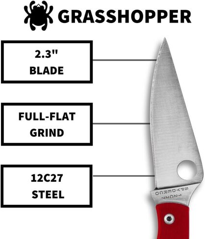 Spyderco Grasshopper Micro-Sized Slipjoint Knife with 2.3" 12c27 Steel Blade and G-10 Handle - EDC Knife for Men and Women, Perfect for Hunting, Tactical, Camping, Survival - PlainEdge - C138GRDP in Kuwait