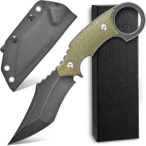 C1117 Fixed Blade Knife,D2 Steel Blade +Micarta Handle Outdoor EDC Survival Claw Knife with Kydex Sheaths(Green) … in Saudi Arabia
