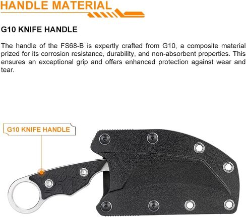 Ruike Camping Fixed Blade Knife With Sheath,3.39-inch 14C28N Steel Sharp Blade,Full Tang G10 Handle,Tactical Survival Bushcraft Hunting,Outdoor Hiking,horziontal carry gifts for Men Women,FS68 in Kuwait
