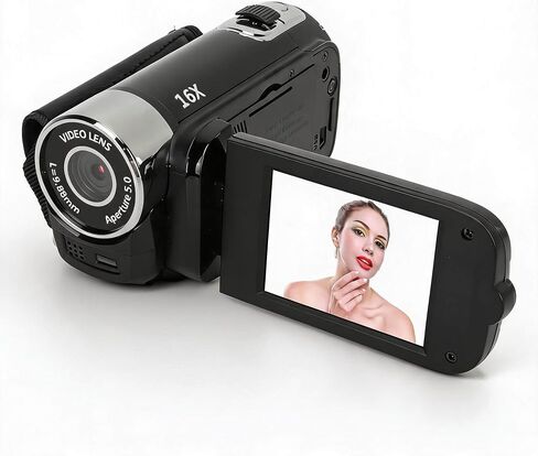 Bewinner D90 Digital Video Camera - 1080P 16MP Handheld Video Camcorder 16x Digital Zoom Video Camera with 2.7in TFT Rotatable Screen, HD Video Recorder Camera with Fill Light (Black) in Kuwait