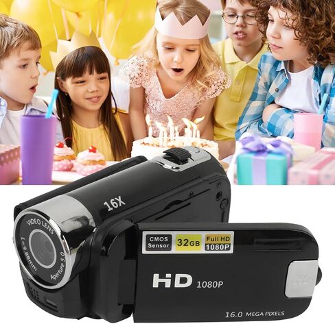 Bewinner D90 Digital Video Camera - 1080P 16MP Handheld Video Camcorder 16x Digital Zoom Video Camera with 2.7in TFT Rotatable Screen, HD Video Recorder Camera with Fill Light (Black) in Kuwait