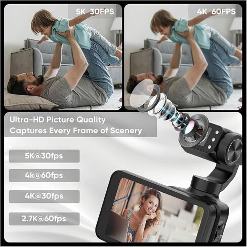 5K Handheld Vlogging Camcorder with Wi-Fi, Pocket Gimbal Camera in Kuwait
