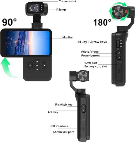 5K Handheld Vlogging Camcorder with Wi-Fi, Pocket Gimbal Camera in Kuwait