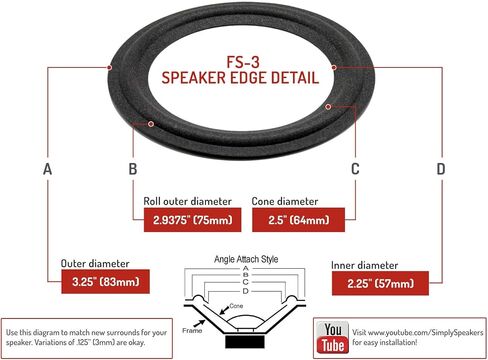Standard 3 Inch Foam Speaker Repair Kit FSK-3 (Pair) in Kuwait