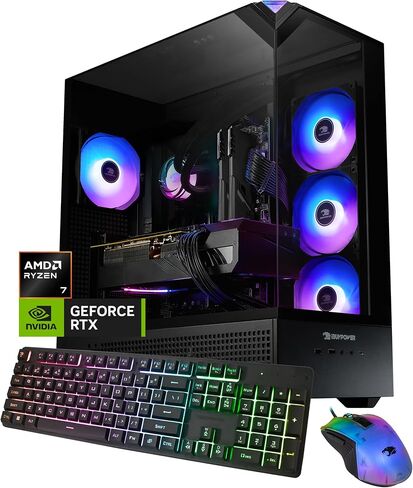 iBUYPOWER Element Gaming PC Desktop Computer AMD Ryzen 7 7800X3D CPU, NVIDIA GeForce RTX 5060Ti 16GB GPU, 32GB DDR5 5200MHz RAM, 1TB NVMe SSD, Windows 11 Home, Gamer Keyboard and Mouse - EBA7N56T02 in Saudi Arabia