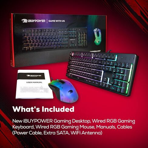iBUYPOWER Element Gaming PC Desktop Computer AMD Ryzen 7 7800X3D CPU, NVIDIA GeForce RTX 5060Ti 16GB GPU, 32GB DDR5 5200MHz RAM, 1TB NVMe SSD, Windows 11 Home, Gamer Keyboard and Mouse - EBA7N56T02 in Saudi Arabia