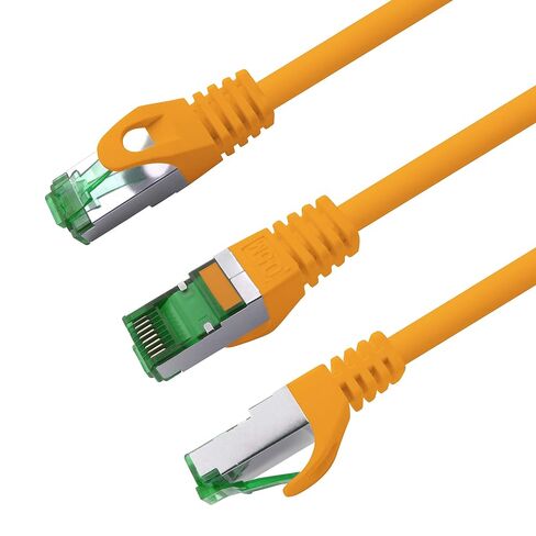 1aTTack.de Cat.7 ethernet Cable 0,25m - Orange - 5 Pieces - Cat7 LAN Network 10GBASE-T - 10000 Mbps (Sftp Pimf) Double Shielded patchcable RJ45 Plug Cat.6a in Kuwait