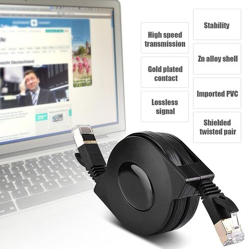 CAT7 RJ45 600MHz Shielded LAN Cable for Fast Data Transfer for Computer Modem Router ADSL Black 1.5M in Saudi Arabia