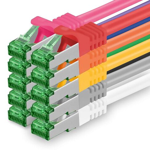 Cat.7 ethernet Cable 5m - 10 Colors Set - 10 Pieces - Cat7 LAN Network 10GBASE-T - 10000 Mbps (Sftp Pimf) Double Shielded patchcable RJ45 Plug Cat.6a in Kuwait