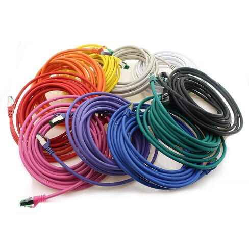 Cat.7 ethernet Cable 5m - 10 Colors Set - 10 Pieces - Cat7 LAN Network 10GBASE-T - 10000 Mbps (Sftp Pimf) Double Shielded patchcable RJ45 Plug Cat.6a in Kuwait