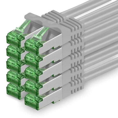 Cat.7 ethernet Cable 1,5m - Grey - 10 Pieces - Cat7 LAN Network 10GBASE-T - 10000 Mbps (Sftp Pimf) Double Shielded patchcable RJ45 Plug Cat.6a in Kuwait