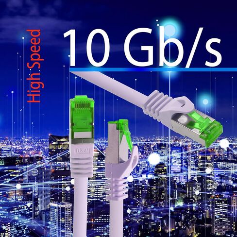 Cat.7 ethernet Cable 1,5m - Grey - 10 Pieces - Cat7 LAN Network 10GBASE-T - 10000 Mbps (Sftp Pimf) Double Shielded patchcable RJ45 Plug Cat.6a in Kuwait