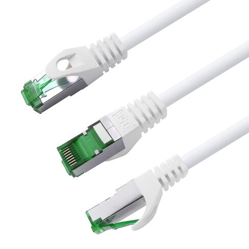 Cat.7 ethernet Cable 1m - White - 10 Pieces - Cat7 LAN Network 10GBASE-T - 10000 Mbps (Sftp Pimf) Double Shielded patchcable RJ45 Plug Cat.6a in Kuwait