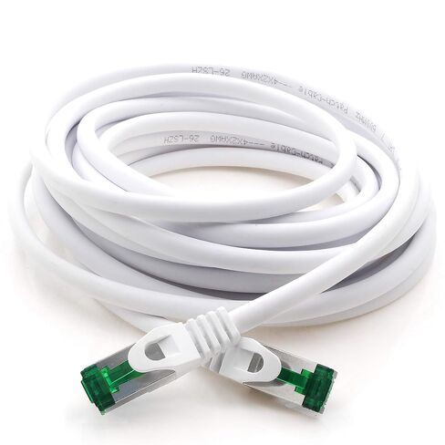Cat.7 ethernet Cable 1m - White - 10 Pieces - Cat7 LAN Network 10GBASE-T - 10000 Mbps (Sftp Pimf) Double Shielded patchcable RJ45 Plug Cat.6a in Kuwait