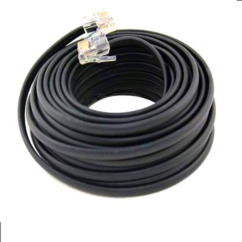 50' Foot Black Telephone Extension Cord Cable Line Wire RJ-11 in Saudi Arabia