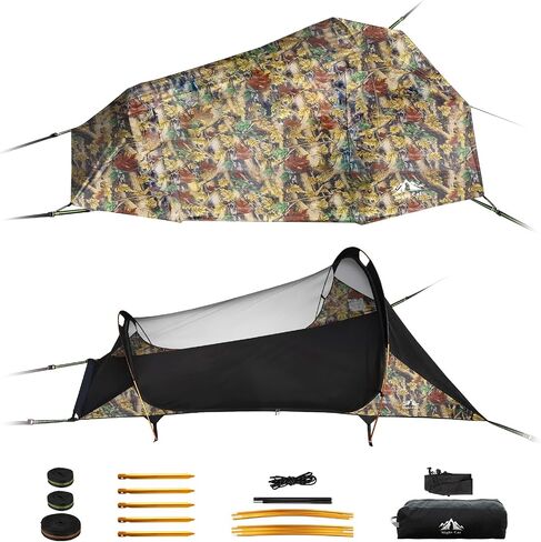 Night Cat Flat Lay Hammock Tent: Portable Lightweight Camping Hammock with Mosquito Net Waterproof Rainfly for Adults 1 Person Outdoor Camping Green in Kuwait