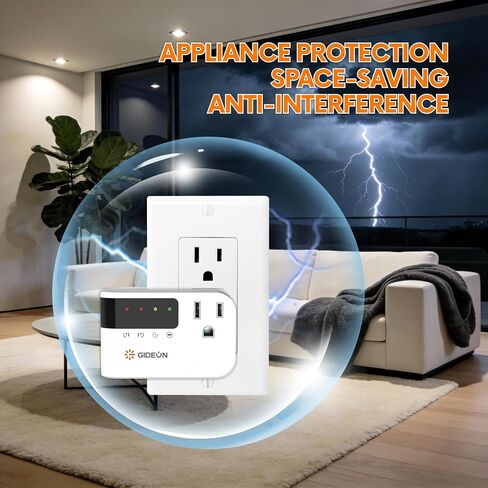 GIDEON Single Outlet Surge Protector with LED Display, 900J Mini Voltage Protector for Refrigerator, TV, PC & Home Appliances, 120V 15A 1800W, Over & Under Voltage Protection in Kuwait