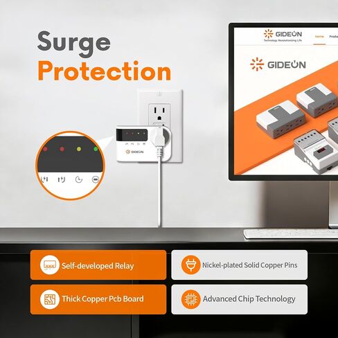 GIDEON Single Outlet Surge Protector with LED Display, 900J Mini Voltage Protector for Refrigerator, TV, PC & Home Appliances, 120V 15A 1800W, Over & Under Voltage Protection in Kuwait