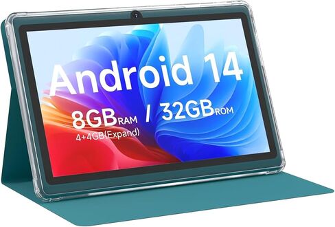 CUPEISI Tablet Android 14, 7 inch Tablet with Case, 8GB RAM+32GB ROM/ 1TB Expandable Tableta, 1.6Ghz Quad-core Processor Computer, 1024 * 600 IPS 7'' HD Touch Screen, 5MP Camera, WiFi, Game, Bluetooth in Kuwait