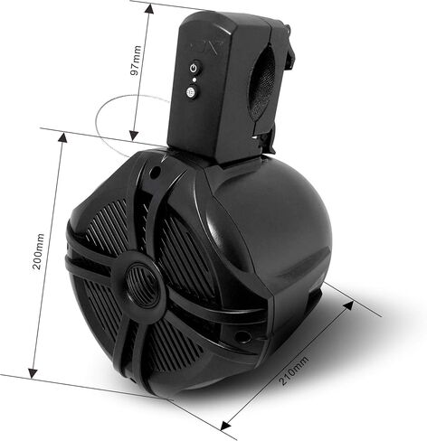 Fully Wireless Marine Speakers 6.5" (Pair) – 350W Bluetooth Rechargeable Boat & Wakeboard Tower Speakers, No Wiring, Waterproof, Fits Roll Bars, Outdoor Speakers for Boat ATV UTV Quad Jeep in Kuwait