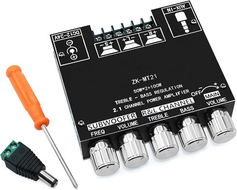 ZK-MT21 Bluetooth Amplifier Board 50W×2+100W with Treble and Bass Control, Bluetooth 5.0 HiFi 2.1 Channel Subwoofer Audio Stereo Amplifier Board,BT and AUX Inputs for DIY Speakers in Saudi Arabia