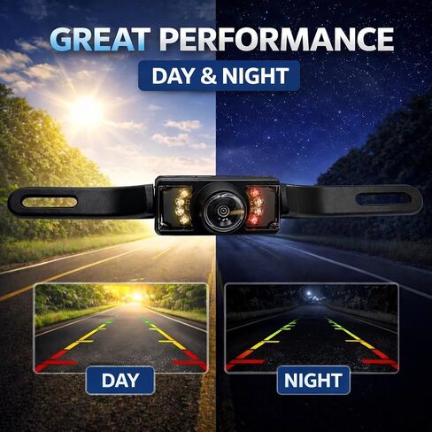 Rear View Backup License Plate Camera Compatible with Pioneer Kenwood Sony Alpine JVC Dual Boss Jensen Car Stereo Receivers for Sedan Pickup SUV Van in Kuwait