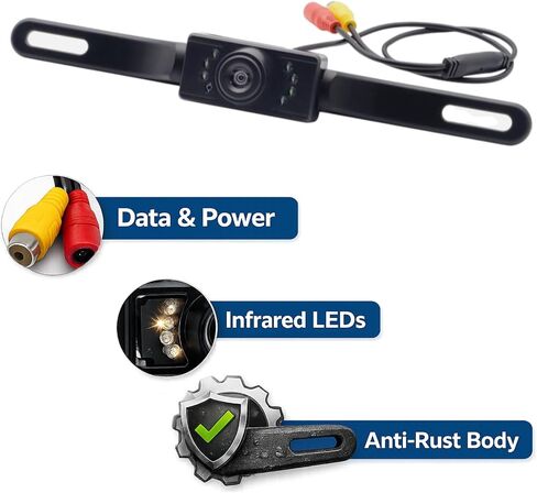 Rear View Backup License Plate Camera Compatible with Pioneer Kenwood Sony Alpine JVC Dual Boss Jensen Car Stereo Receivers for Sedan Pickup SUV Van in Kuwait