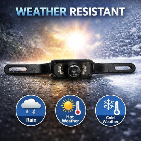 Rear View Backup License Plate Camera Compatible with Pioneer Kenwood Sony Alpine JVC Dual Boss Jensen Car Stereo Receivers for Sedan Pickup SUV Van in Kuwait