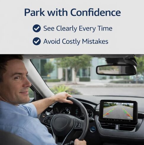Rear View Backup License Plate Camera Compatible with Pioneer Kenwood Sony Alpine JVC Dual Boss Jensen Car Stereo Receivers for Sedan Pickup SUV Van in Kuwait
