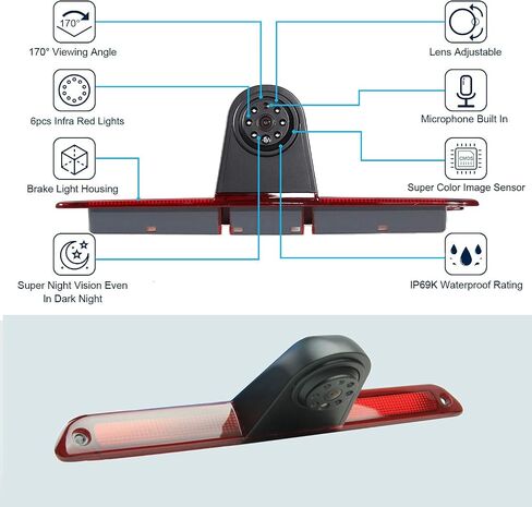 Sprinter Brake Light Backup Camera System Compatible for Transporter Sprinter W906 2007-2018/Crafter Truck Vans 2007-2016 (with 7 inch Monitor) in Kuwait