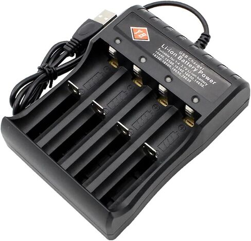Adjustable Battery Charger with USB Smart Universal 2-Bay Charger Universal Lithium 18650 Battery Charger for 3.7V Li-ion 10440 14500 16340 16650 14650 13350 18500 18650 26650 - No Battery in Kuwait