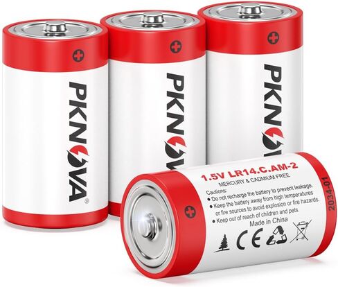 PKNOVA C Batteries 4 Pack, 1.5v LR14, Long-Lasting Alkaline Batteries for Household and Office Devices in Saudi Arabia