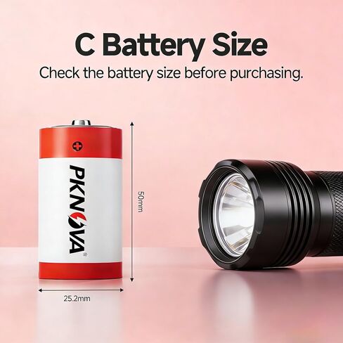 PKNOVA C Batteries 4 Pack, 1.5v LR14, Long-Lasting Alkaline Batteries for Household and Office Devices in Saudi Arabia