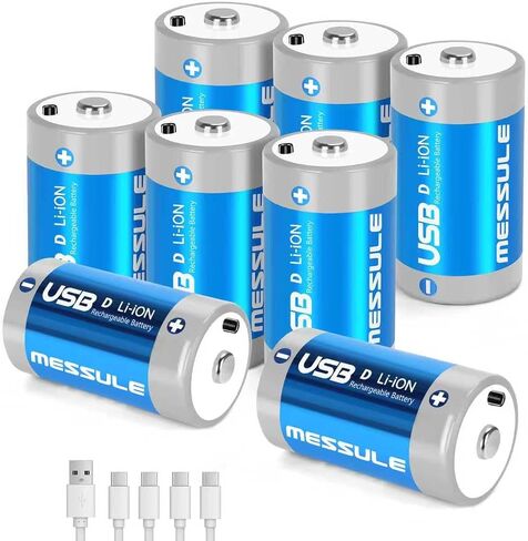 Rechargeable Lithium D Batteries with 4 in 1 USB-C Charge Cable in Kuwait