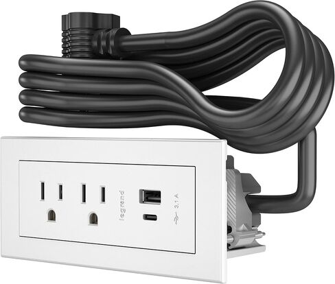 Legrand radiant Furniture Power Strip 2 Outlet USB A/C White 6 Ft Cord in Kuwait