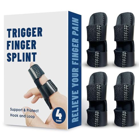 NSKONGDODO Trigger Finger Splints/Brace for Knuckle Immobilization,Broken Protector and Straightening Arthritis Relief,Pain Relief,Fits Index,Middle, Ring Fingers (4, Small) in Kuwait