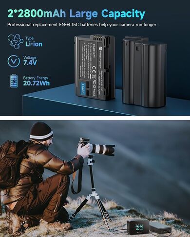 FirstPower EN-EL15C Battery and 20W Dual Fast Charger for Nikon Cameras in Saudi Arabia