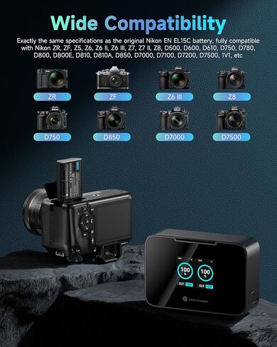 FirstPower EN-EL15C Battery and 20W Dual Fast Charger for Nikon Cameras in Saudi Arabia