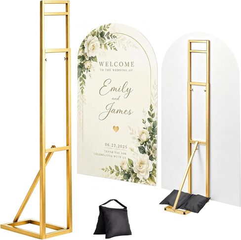 Adjustable Gold Wedding Backdrop Stand Metal Arch（1.15-2m），2 Pack in Saudi Arabia