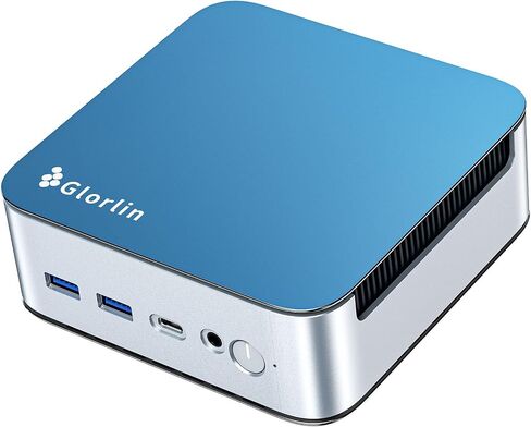 Glorlin Mini PC Ryzen 5 6600H(Beats 7730U), 16G LPDDR5 512G NVMe SSD, Mini Desktop Computer with 4K Triple Display, WiFi 6 BT5.3 Dual LAN, Mini Computer for Office, Home, Business in Saudi Arabia