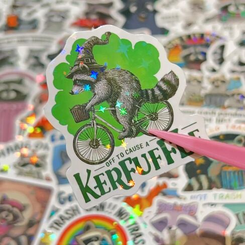 120 PCS Funny Holographic Raccoon Stickers for Adults, Funny Raccoon Meme Stickers, Waterproof Humor Vinyl Cute Racoon for Laptop, Water Bottle, Phone, Kindle, Journaling, Skateboard, Luggage in Kuwait