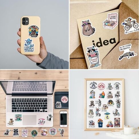 120 PCS Funny Holographic Raccoon Stickers for Adults, Funny Raccoon Meme Stickers, Waterproof Humor Vinyl Cute Racoon for Laptop, Water Bottle, Phone, Kindle, Journaling, Skateboard, Luggage in Kuwait