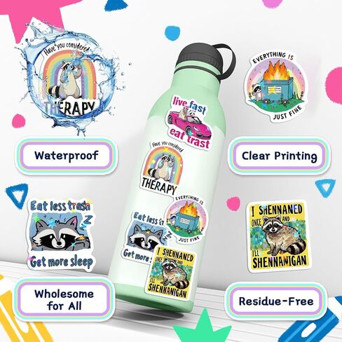 120 PCS Funny Holographic Raccoon Stickers for Adults, Funny Raccoon Meme Stickers, Waterproof Humor Vinyl Cute Racoon for Laptop, Water Bottle, Phone, Kindle, Journaling, Skateboard, Luggage in Kuwait