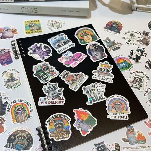 120 PCS Funny Holographic Raccoon Stickers for Adults, Funny Raccoon Meme Stickers, Waterproof Humor Vinyl Cute Racoon for Laptop, Water Bottle, Phone, Kindle, Journaling, Skateboard, Luggage in Kuwait