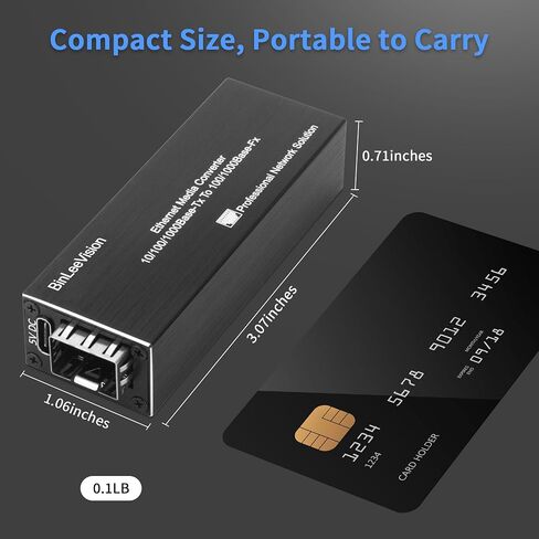 Mini Gigabit Fiber Media Converter Gigabit PoE+ PD 10/100/1000Base-T to SFP Slot Plug & Play Optical Transceiver (Single Unit) Ideal for Surveillance/Network Extension in Kuwait